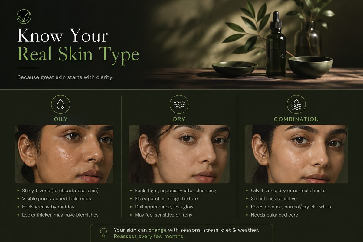 Oily dry and combination skin types explained for Indian skin